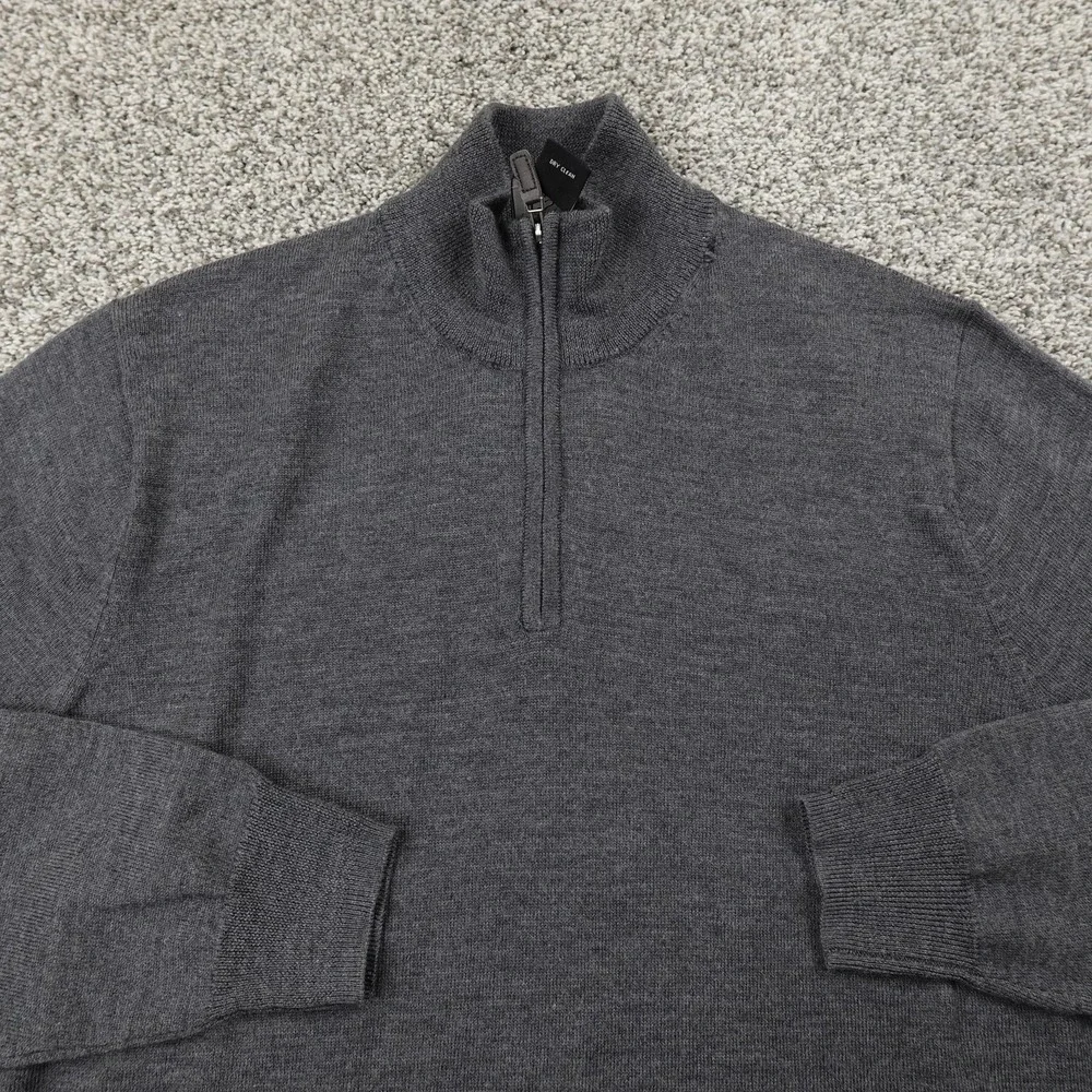 Jos A Bank Sweater Mens S Gray Merino Wool Pullover 1/4 Zip Mock Neck Sweatshirt
